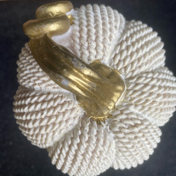 Three-Tier Off-White Pumpkin Decor with Gold Trunk - Picture 3 of 3